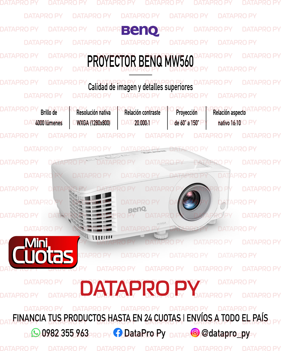 Proyector BenQ MW560 WXGA 4000 Lúmenes Proyector BenQ MW560 WXGA 4000 Lúmenes